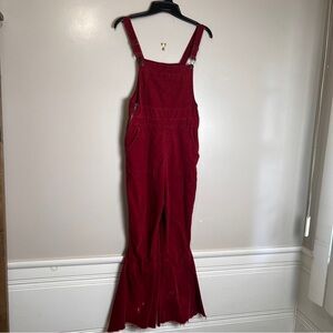 Show Me Your Mumu Berkeley Bell Crimson Red Corduroy Overalls Size Large